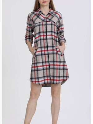 Купить Халат-рубашка JEN 02401 на молнии фланель в Украина в Lingerie.ua - Одяг для дому та відпочинку, Фото 1