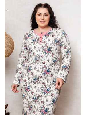 Купить Байковая ночная сорочка с длинным рукавом SABRINA U11446 в Украина в Lingerie.ua - Одяг для дому та відпочинку, Фото 1