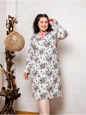 Купить Байковая ночная сорочка с длинным рукавом SABRINA U11446 в Украина в Lingerie.ua - Одяг для дому та відпочинку, Фото 2