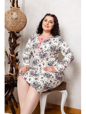 Купить Байковая ночная сорочка с длинным рукавом SABRINA U11446 в Украина в Lingerie.ua - Одяг для дому та відпочинку, Фото 3