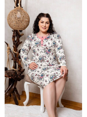 Купить Байковая ночная сорочка с длинным рукавом SABRINA U11446 в Украина в Lingerie.ua - Одяг для дому та відпочинку, Фото 4