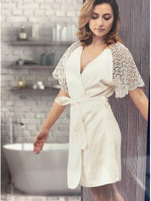Купить Махровий халат з гіпюровими рукавами MAISON D'OR Josephine в Украина в Lingerie.ua - Одяг для дому та відпочинку, Фото 3
