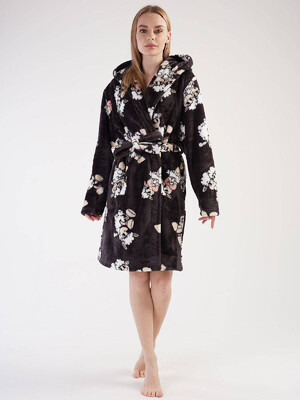 Купить Теплий халат з велсофта з капюшоном VIENETTA 3030810231 в Украина