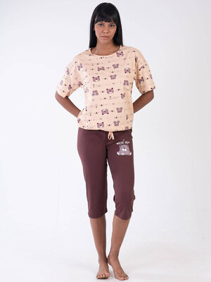 Купить Хлопковый комплект с капри VIENETTA 3090327048 в Украина в Lingerie.ua - Одяг для дому та відпочинку, Видео
