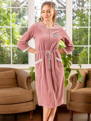 Купить Велюровый женский халат на молнии COCOON О22-1401 в Украина в Lingerie.ua - Одяг для дому та відпочинку, Фото 2