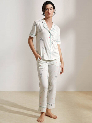 Купить Хлопковая пижама на пуговицах с брюками HAYS 36236 в Украина