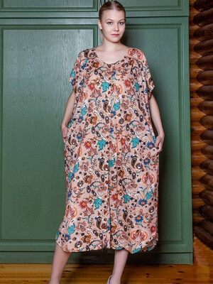 Купить Хлопковый халат большого размера на пуговицах COCOON J4-4127 в Украина в Lingerie.ua - Одяг для дому та відпочинку, Фото 1