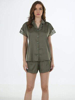 Купить Шовкова піжама з коротким рукавом і шортами VIENETTA 1611995085 в Украина в Lingerie.ua - Одяг для дому та відпочинку, Фото 3