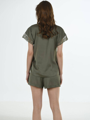 Купить Шовкова піжама з коротким рукавом і шортами VIENETTA 1611995085 в Украина в Lingerie.ua - Одяг для дому та відпочинку, Фото 4