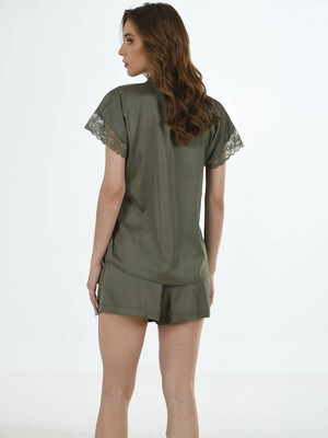 Купить Шовкова піжама з коротким рукавом і шортами VIENETTA 1611995085 в Украина в Lingerie.ua - Одяг для дому та відпочинку, Фото 7