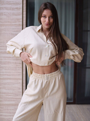 Купить Льняной костюм из рубашки и брюк палаццо LINGERIE 170708 в Украина в Lingerie.ua - Одяг для дому та відпочинку, Фото 2