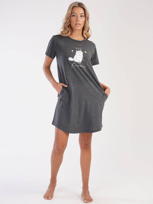 Купить Хлопковая туника с коротким рукавом и карманами VIENETTA 2122430000 в Украина в Lingerie.ua - Одяг для дому та відпочинку, Видео