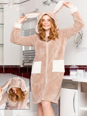 Купить Теплый плюшевый халат на молнии с  ушками COCOON O11-5039 в Украина в Lingerie.ua - Одяг для дому та відпочинку, Фото 2