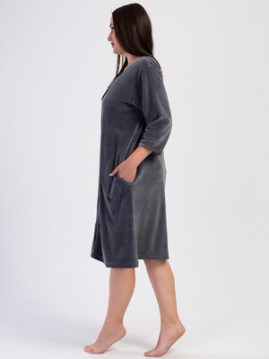 Купить Велюровый халат большого размера на молнии VIENETTA 4031100000 в Украина в Lingerie.ua - Одяг для дому та відпочинку, Фото 3