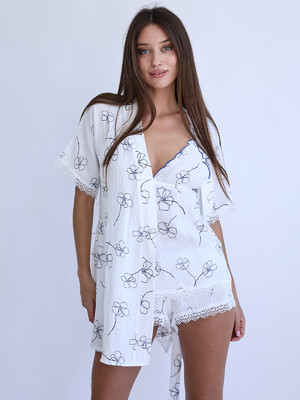 Купить Муслиновый комплект тройка с кружевом LINGERIE 170717 в Украина в Lingerie.ua - Одяг для дому та відпочинку, Фото 3