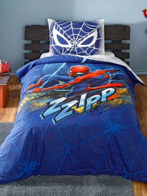 Купить Односпальный комплект постельного белья TAC Disney Spiderman Blue с простыней на резинке в Украина
