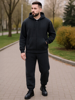 Купить Теплый мужской повседневный костюм с худи на молнии LNGR 170694 в Украина