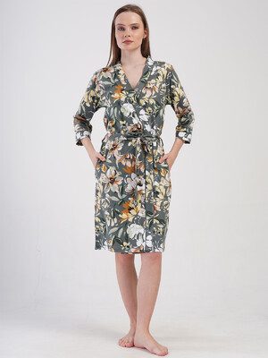 Купить Бавовняний халат жіночий на запах VIENETTA 4080160171 в Украина в Lingerie.ua - Одяг для дому та відпочинку, Фото 2