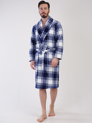 Купить Теплый плюшевый халат мужской в клетку VIENETTA MAN 3100810129 в Украина