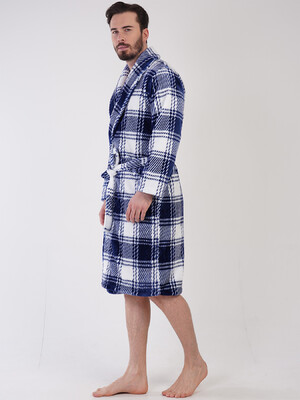 Купить Теплый плюшевый халат мужской в клетку VIENETTA MAN 3100810129 в Украина в Lingerie.ua - Одяг для дому та відпочинку, Фото 2