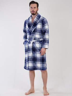Купить Теплый плюшевый халат мужской в клетку VIENETTA MAN 3100810129 в Украина в Lingerie.ua - Одяг для дому та відпочинку, Фото 4