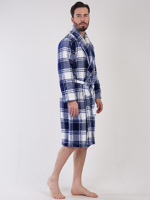Купить Теплый плюшевый халат мужской в клетку VIENETTA MAN 3100810129 в Украина в Lingerie.ua - Одяг для дому та відпочинку, Фото 5
