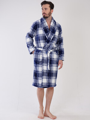 Купить Теплый плюшевый халат мужской в клетку VIENETTA MAN 3100810129 в Украина в Lingerie.ua - Одяг для дому та відпочинку, Фото 8