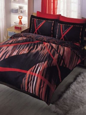 Полуторний комплект постельного белья из ранфорса с простыней на резинке TAC Vega