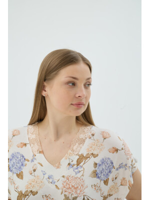 Купить Туніка з віскози великого розміру з коротким рукавом SEVIM 17332 в Украина в Lingerie.ua - Одяг для дому та відпочинку, Фото 4