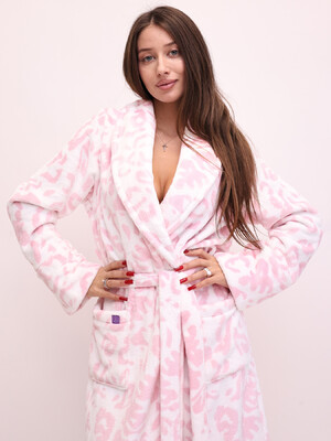 Купить Теплий халат з полірованого велсофту з принтом LINGERIE 170810-П в Украина в Lingerie.ua - Одяг для дому та відпочинку, Фото 4