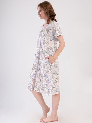 Купить Хлопковый халат на молнии с коротким рукавом VIENETTA 4081560446 в Украина в Lingerie.ua - Одяг для дому та відпочинку, Фото 2