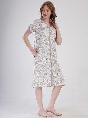 Купить Хлопковый халат на молнии с коротким рукавом VIENETTA 4081560446 в Украина в Lingerie.ua - Одяг для дому та відпочинку, Фото 3