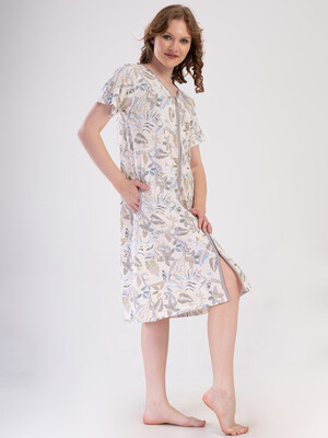 Купить Хлопковый халат на молнии с коротким рукавом VIENETTA 4081560446 в Украина в Lingerie.ua - Одяг для дому та відпочинку, Фото 5