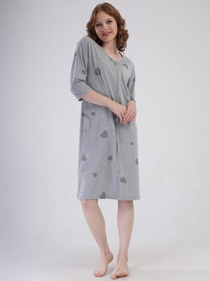 Купить Бавовняний халат великого розміру на блискавці VIENETTA 4091656203 в Украина в Lingerie.ua - Одяг для дому та відпочинку, Фото 3