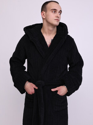 Купить Теплый плюшевый халат мужской с капюшоном LNGR 170831 в Украина в Lingerie.ua - Одяг для дому та відпочинку, Фото 2