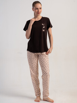 Жіночий бавовняний комплект із футболки та штанів VIENETTA 5110360209