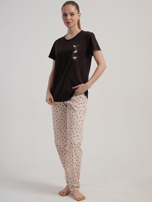 Купить Жіночий бавовняний комплект із футболки та штанів VIENETTA 5110360209 в Украина в Lingerie.ua - Одяг для дому та відпочинку, Фото 2