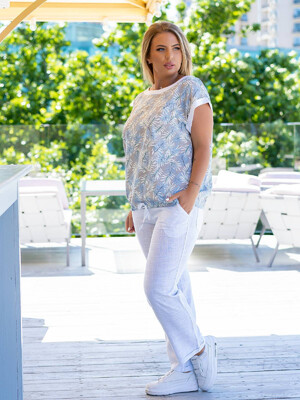 Купить Летний льняной костюм с коротким рукавом LINGERIE 170219 в Украина в Lingerie.ua - Одяг для дому та відпочинку, Фото 2