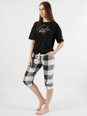 Хлопковый комплект с капри в клетку VIENETTA 1011671722  