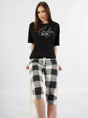 Купить Хлопковый комплект с капри в клетку VIENETTA 1011671722   в Украина в Lingerie.ua - Одяг для дому та відпочинку, Фото 4