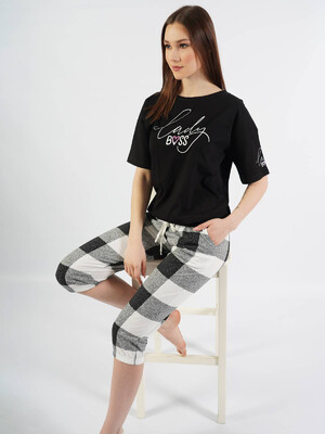 Купить Хлопковый комплект с капри в клетку VIENETTA 1011671722   в Украина в Lingerie.ua - Одяг для дому та відпочинку, Фото 5