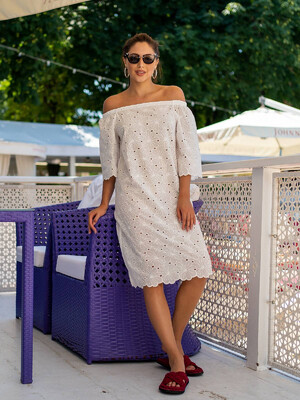 Купить Бавовняна сукня літня з відкритими плечима LINGERIE 170574 в Украина