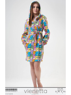 Купить Флісовий короткий халат з капюшоном VIENETTA 2030360061 в Украина