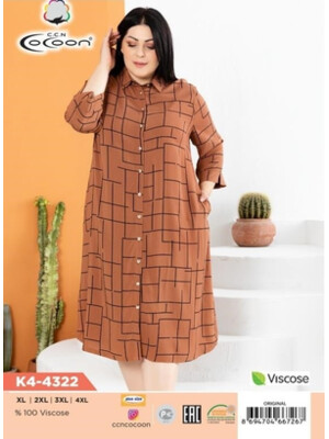 Купить Халат из штапеля большого размера с карманами COCOON K4-4322 в Украина в Lingerie.ua - Одяг для дому та відпочинку, Фото 3