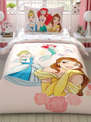 Купить Односпальный комплект постельного белья TAC Disney Princess Girl Power с простыней на резинке в Украина в Lingerie.ua - Одяг для дому та відпочинку, Фото 1