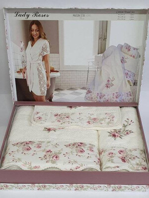 Купить НАБОР МАХРОВЫХ ПОЛОТЕНЕЦ  MAISON D`OR Lаdy roses  в Украина в Lingerie.ua - Одяг для дому та відпочинку, Фото 3