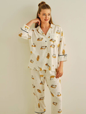 Купить Хлопковая пижама с рубашкой на пуговицах и капри HAYS 27426 в Украина в Lingerie.ua - Одяг для дому та відпочинку, Фото 14