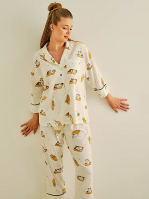 Купить Хлопковая пижама с рубашкой на пуговицах и капри HAYS 27426 в Украина в Lingerie.ua - Одяг для дому та відпочинку, Фото 8