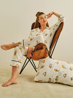 Купить Хлопковая пижама с рубашкой на пуговицах и капри HAYS 27426 в Украина в Lingerie.ua - Одяг для дому та відпочинку, Фото 6