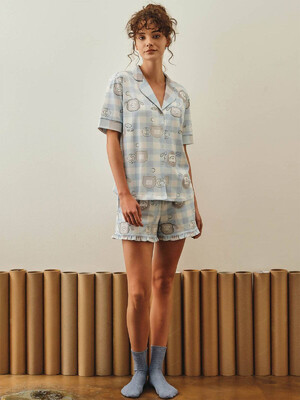 Купить Хлопковая пижама с рубашкой и шортами HAYS 27165 в Украина